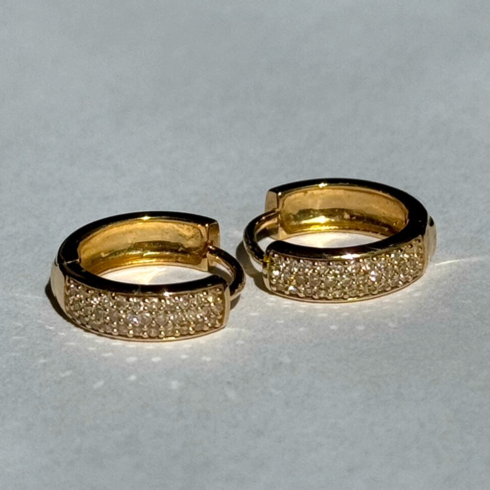 Mejuri Bold Pave Diamond Huggie Hoops